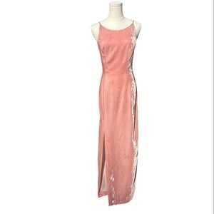 Jessica McClintock Gunne Sax Maxi Dress Velvet Lace Y2K Vintage Pink Size 5/6